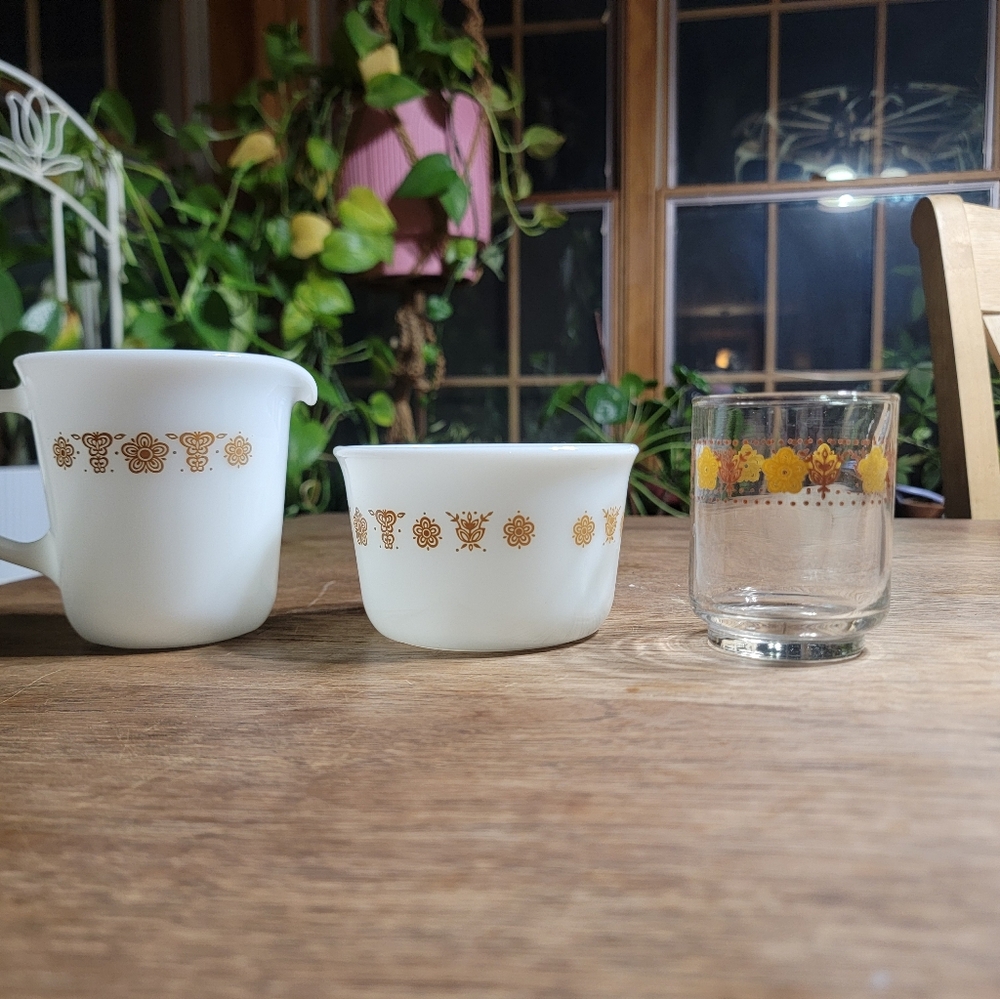 [Pyrex] butterfly gold set